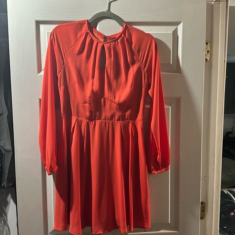 Express long sleeve mini dress size 6 coral color